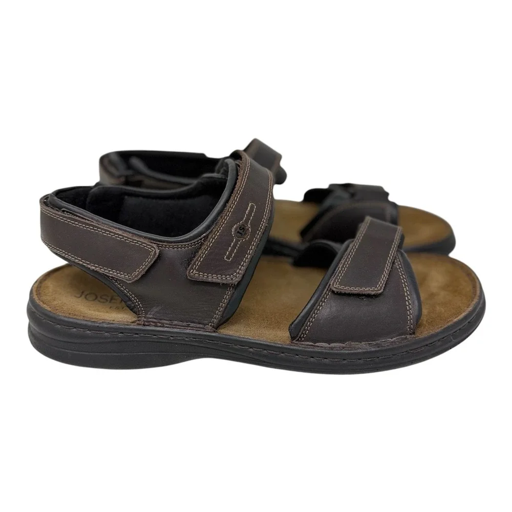Josef Seibel Mens 44 US Brown Leather Adjustable Strap Sport Sandals Gorpcore